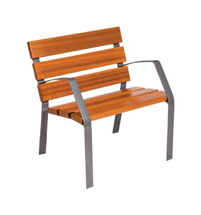 Banc public extérieur en bois pour senior et PMR