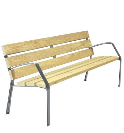 Banc public extérieur en bois pour senior et PMR