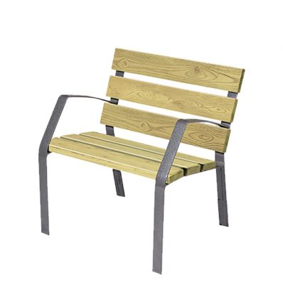 Banc public extérieur en bois pour senior et PMR