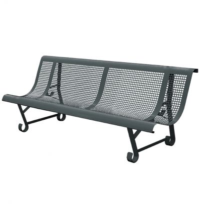 Banc public exterieur en métal perforé trous carrés