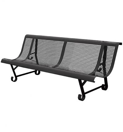 Banc public exterieur en métal perforé trous carrés