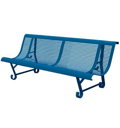 Banc public exterieur en métal perforé trous carrés