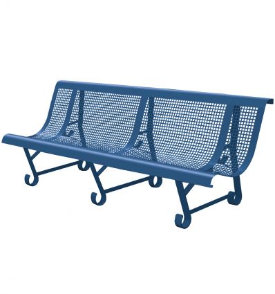 Banc public exterieur en métal perforé trous carrés