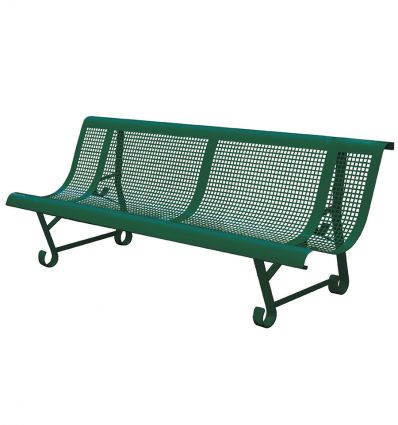 Banc public exterieur en métal perforé trous carrés