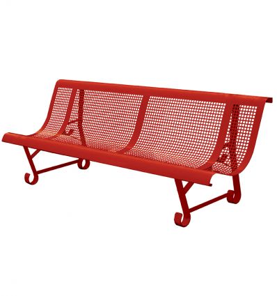 Banc public exterieur en métal perforé trous carrés
