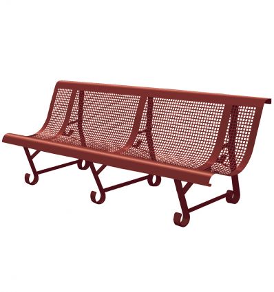 Banc public exterieur en métal perforé trous carrés