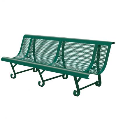 Banc public exterieur en métal perforé trous carrés