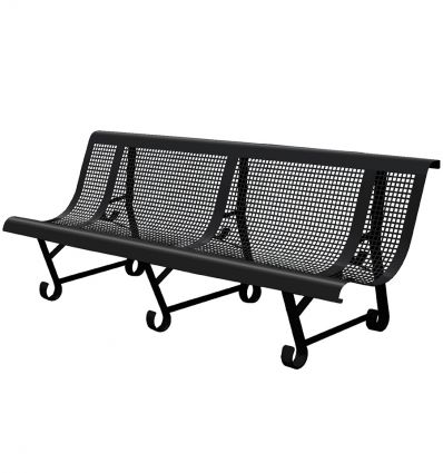 Banc public exterieur en métal perforé trous carrés