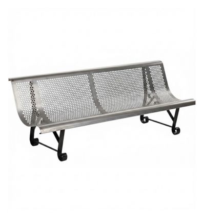 Banc public exterieur en métal perforé trous ronds