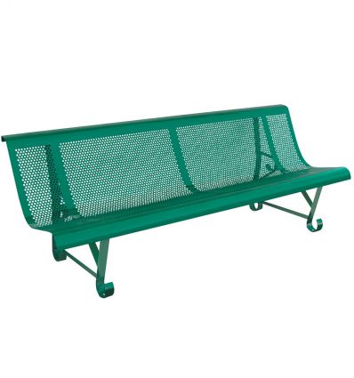 Banc public exterieur en métal perforé trous ronds