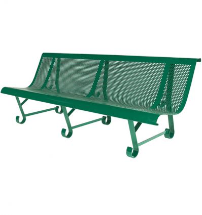 Banc public exterieur en métal perforé trous ronds