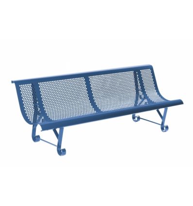 Banc public exterieur en métal perforé trous ronds