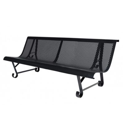 Banc public exterieur en métal perforé trous ronds