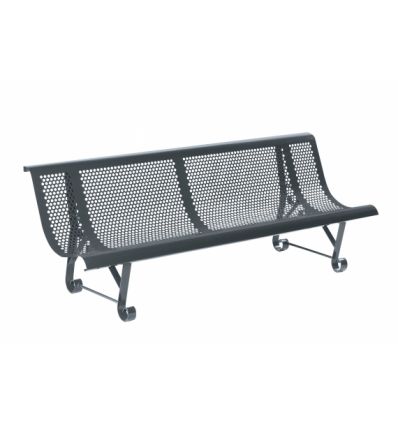 Banc public exterieur en métal perforé trous ronds
