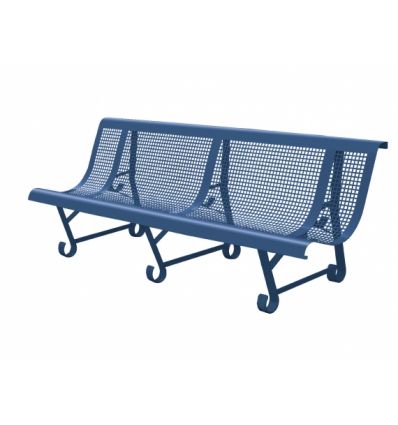 Banc public exterieur en métal perforé trous ronds
