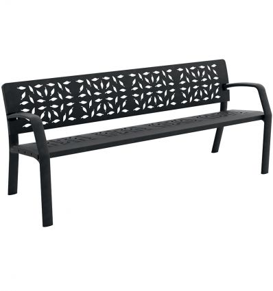 Banc public métallique en fonte design feuille