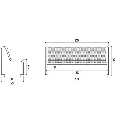 Banc public métallique microperforé