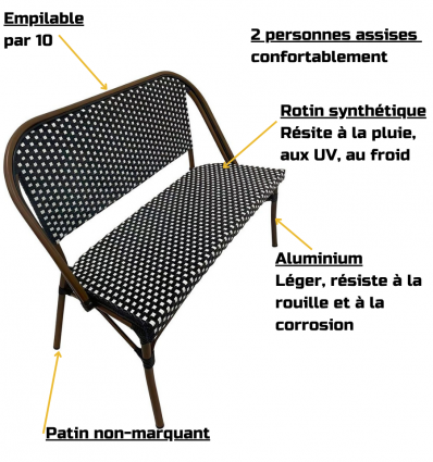 Banquette bistrot rotin synthétique