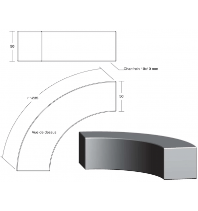 Banquette extérieure courbée en béton