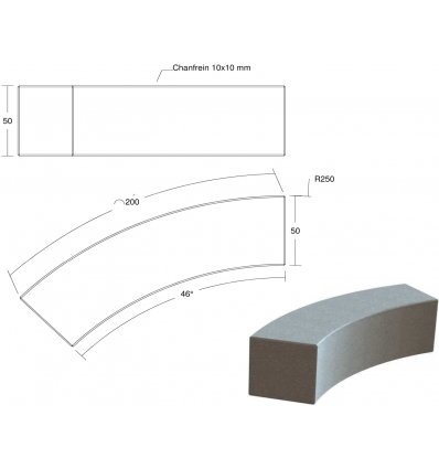 Banquette extérieure courbée en béton