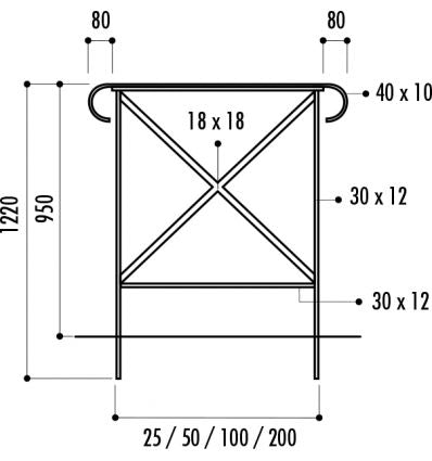 Barrière de ville en acier 25 cm, 50 cm, 1 m ou 2 m