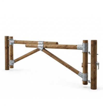 Barrière Pivotante bois double battant chicane