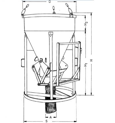 Benne à béton à tuyau droite cylindro conique