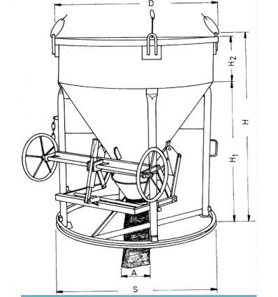 Benne à béton à tuyau droite cylindro conique