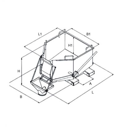 Benne à béton surbaissée spéciale bétonnière