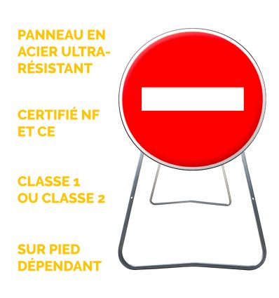 BK1 - Panneau de Chantier Temporaire Sens Interdit Tout Véhicule