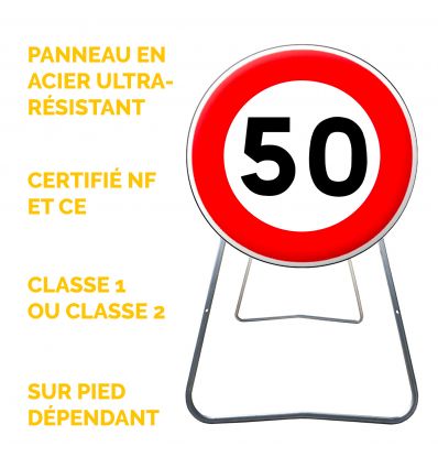 BK14 - Panneau de Chantier de Limitation de Vitesse à 50 km/h