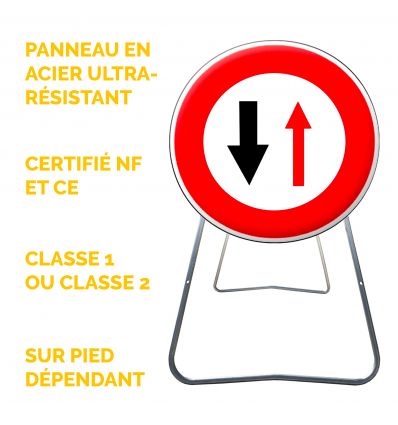 BK15 - Panneau de Chantier Cédez le Passage Circulation Sens Inverse