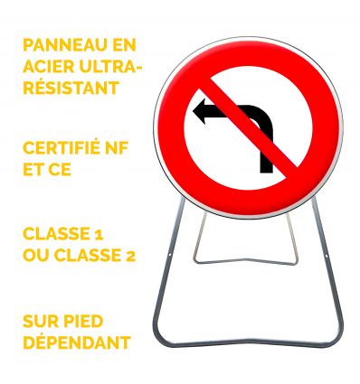 BK2a - Panneau de Chantier Interdiction de Tourner à Gauche