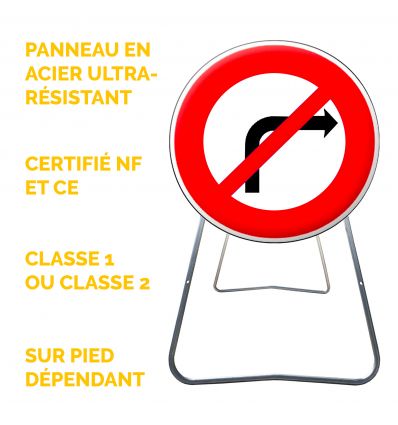 BK2b - Panneau de Chantier Interdiction de Tourner à Droite