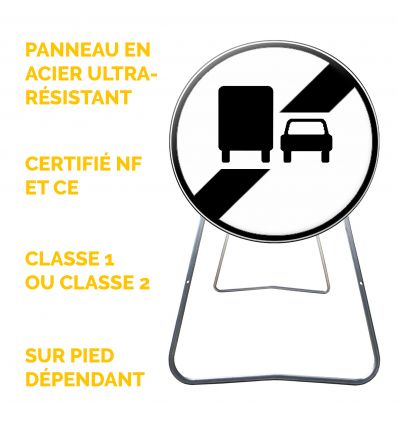 BK34A - Panneau de Chantier Fin d'Interdiction de Dépassement pour Camions