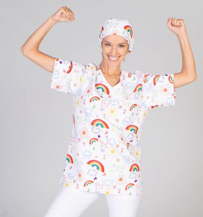 Blouse médicale imprimée unisexe