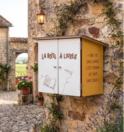 Boîte à livres en stratifié compact
