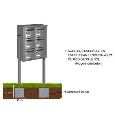 Boites aux lettres collectives Extérieures sur Pied - Anti-effraction 5
