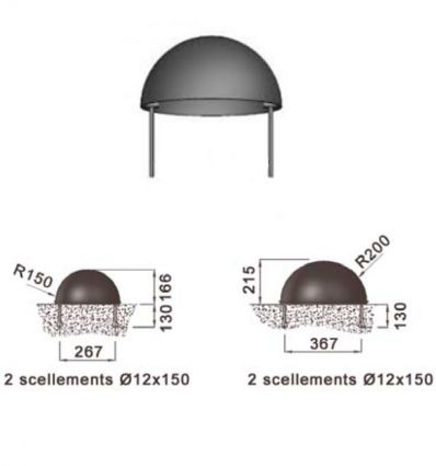 Borne Anti-stationnement Demi-sphère en Fonte