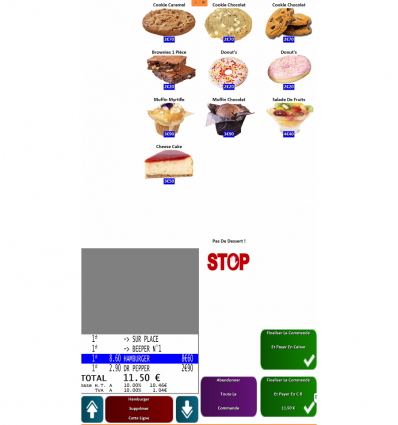 Borne de commande fast food murale avec logiciel