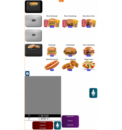 Borne de commande fast food avec logiciel