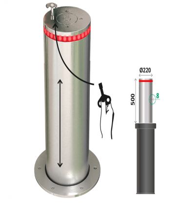 Borne escamotable manuelle en inox à LED