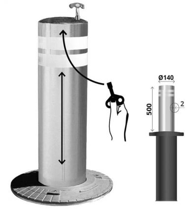 Borne escamotable manuelle en inox