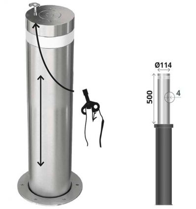 Borne escamotable manuelle en inox