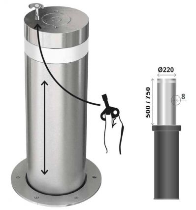 Borne escamotable manuelle en inox