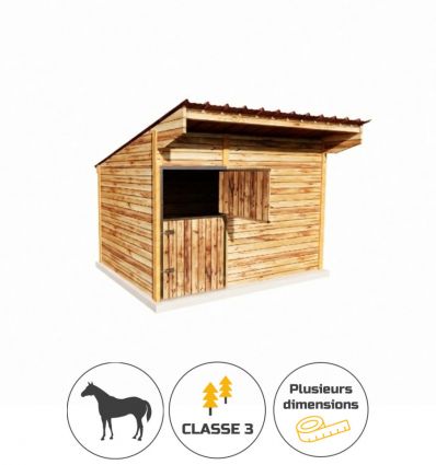 Box pour cheval en bois individuel
