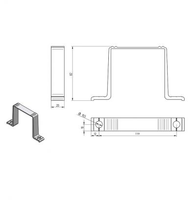 Bride de fixation pour poteau de 80 x 80 mm