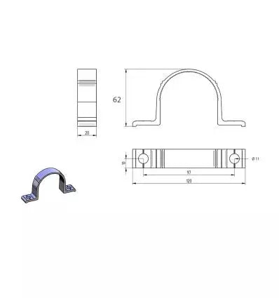 Bride de fixation pour poteau diametre 60 mm