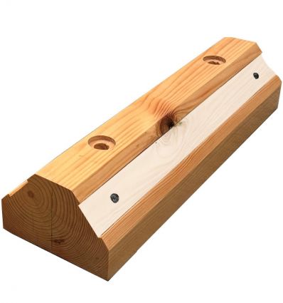 Butée de roue en bois pour parking avec bandes réfléchissantes