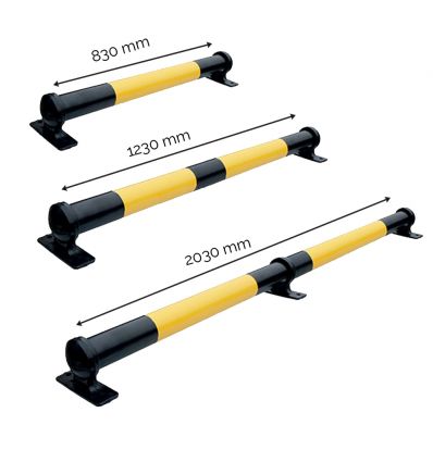 Butée de roue pour parking jaune et noir en acier